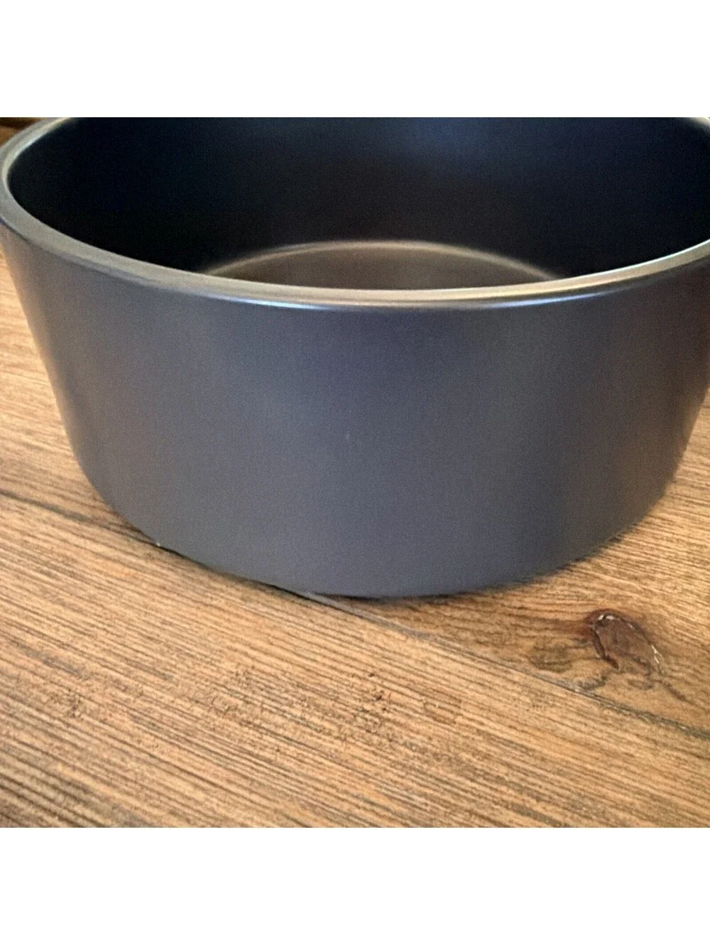 Pottery Barn Mason Pet Dog Bowl Charcoal Blue Stoneware Large 9